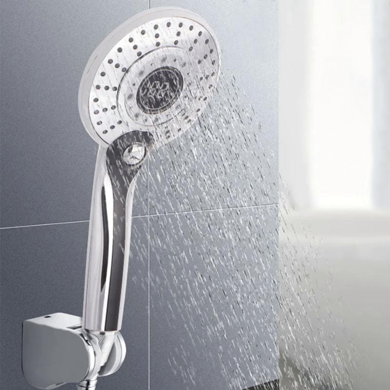 LED Shower Head Digital 3 Modes Adjust Temperature Sensor Hand Held Bathroom ABS Shower Head High Pressure Water Saving Faucet