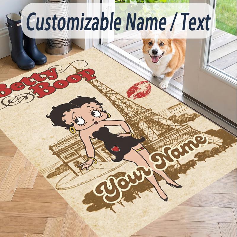 Custom Text Betty Boop Pattern Floor Rug Soft Indoor Carpet Mat Living Room Bedroom