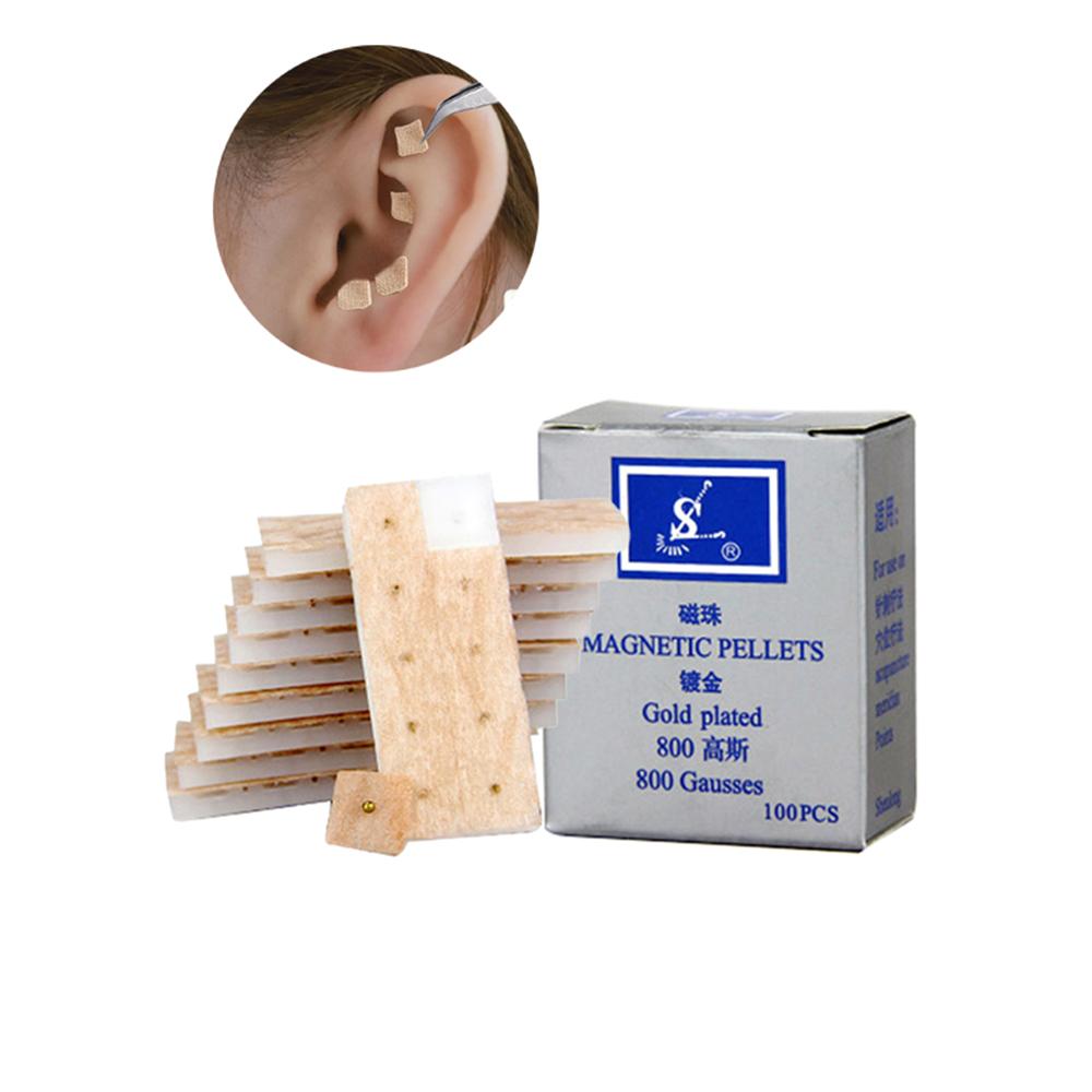 500 шт. позолоченные 800 гаусс магнитные бусины гранулы ушные наклейки акупрессура точки релаксация массаж потеря веса тонкий
