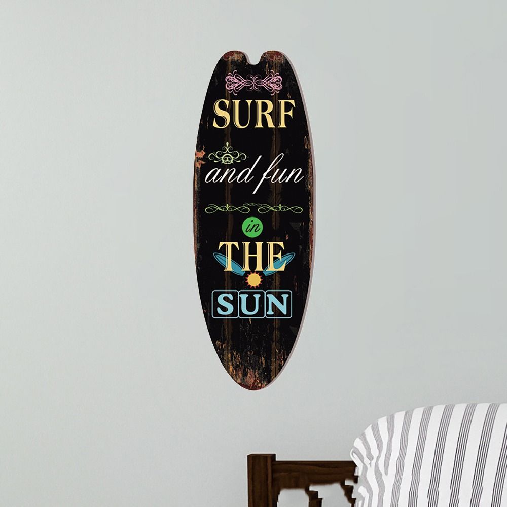 Home Decoration Beach Style Signboard Multicolor Surfboard Shape Sign Indoor Outdoor