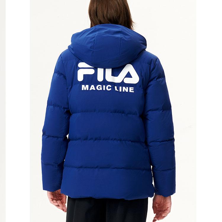 Fila Мужская пуховая куртка с капюшоном и принтом логотипа, верхняя одежда, глубокий кобальтово-синий F11M149901FBU