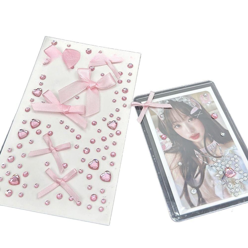 Сделай сам K-pop фото наклейки для декора Розовые наклейки со стразами Для держателя фотокарточек