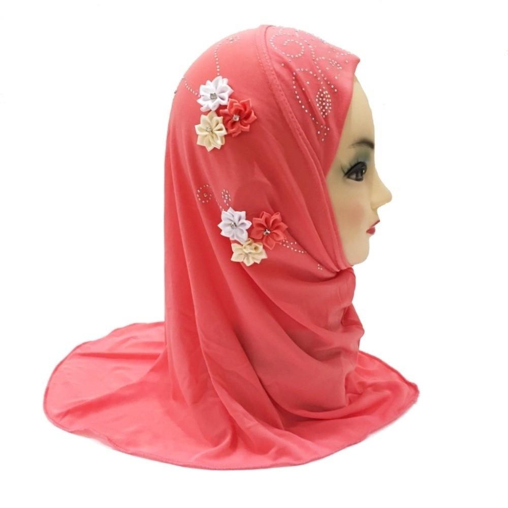 Jersey Material Kids Hijab Pull On Style Islamic Headscarf Beautiful Girls Hijab School