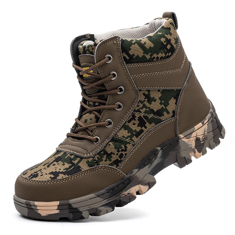 Мужские водонепроницаемые зимние рабочие ботинки со стальным носком — противоударные, противопрокольные, износостойкие, дезодорирующие, с бархатной подкладкой.