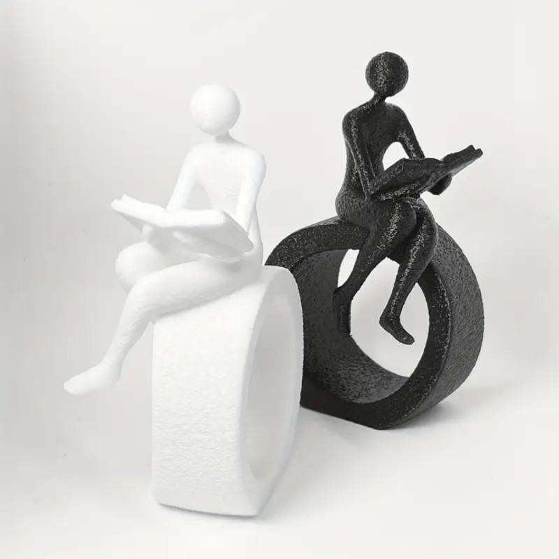 Plastic Reading Figurines Statue Modern Abstract Art Sculpture Collectibles Bookshelf Decorations for Home Office Bedroom