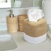 1pc Cotton Thread Tissue Box Square Desktop Napkin Decorative Box Multi-functional Hand-woven Storage Basket Tissue Storage Box