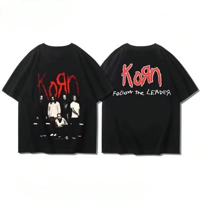 Футболка с коротким рукавом группы Korn для лета, американская, альтернативная, индастриал, рок, хлопок, удобная, с коротким рукавом