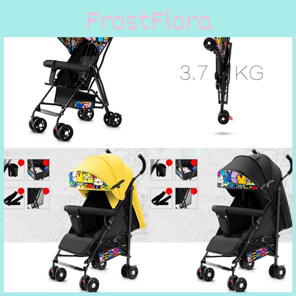 Portable Baby Stroller Sit Or Lie Down Folding Pushchair Backrest Adjustable