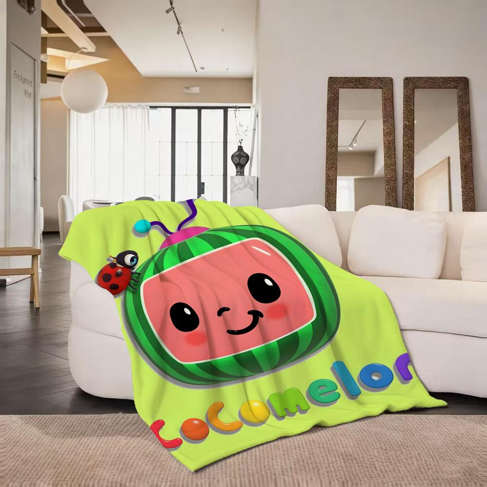 Cartoon C Cocomelon  Flannel  Blanket Suitable for Sofa Living Room Bedroom