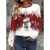 Round Neck 3D Christmas Printed Top Fashionable Casual Long Sleeved Women's T-shirts