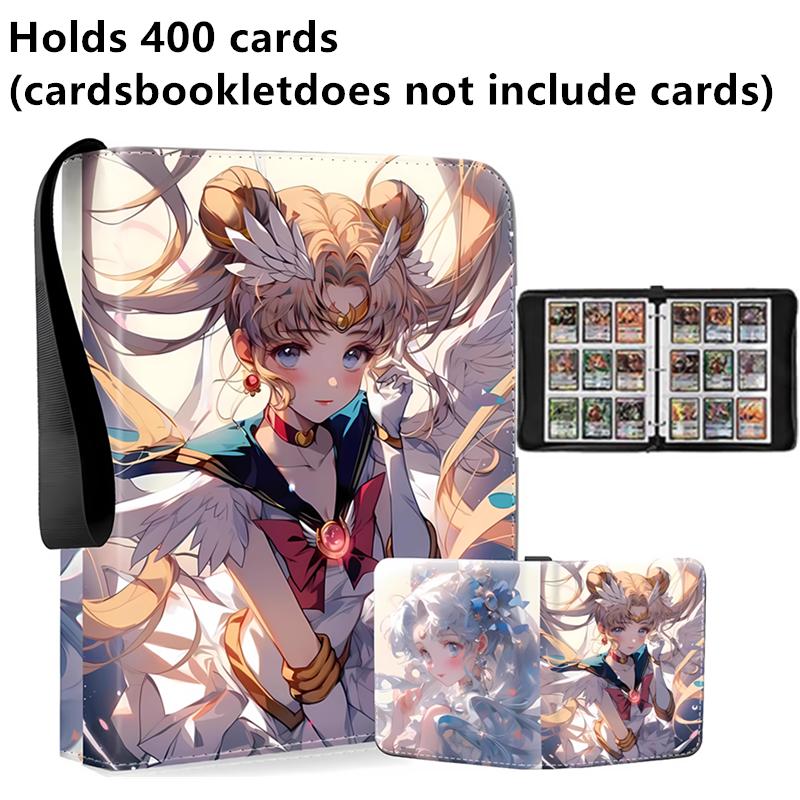 400pcs/900pcs Sailor Moon Card Album Book Folder 4/9 Card Slots Collections Zipper Double Pocket Zipper Card Binder Holder