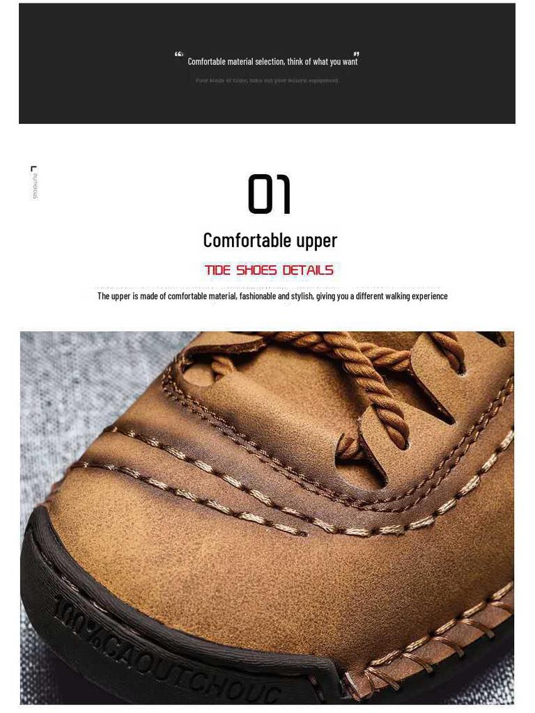 Мужские кожаные деловые туфли большого размера в британском стиле на осень, сшитые вручную для дополнительного комфорта в повседневной или официальной обстановке.