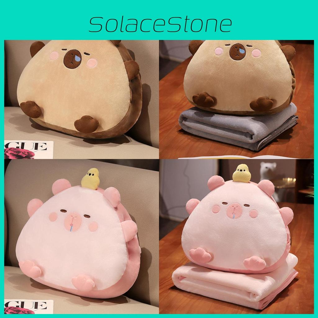 Rice Ball Cartoon 3 In 1 Capybara Pillow Air Conditioning Blanket Nap Toy Plush