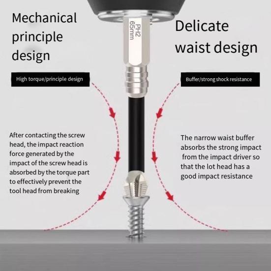 6 шт. сверл для отвертки с антикоррозийным покрытием 60HRC Высокая твердость Широко используемый сильный магнитный противоскользящий набор сверл
