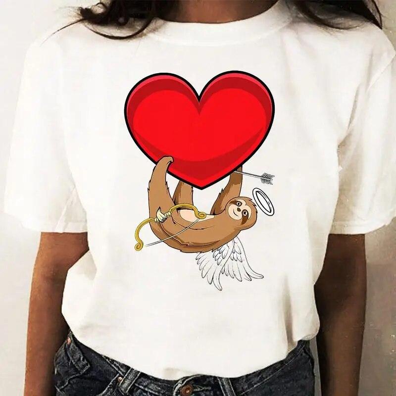 Girl Tops Sloths Koala Cartoon Pattern O-Neck Shirt Clothes For Women Ladies Anime Tshirt Oversized Tops Custom TShirt Tee-Shirt