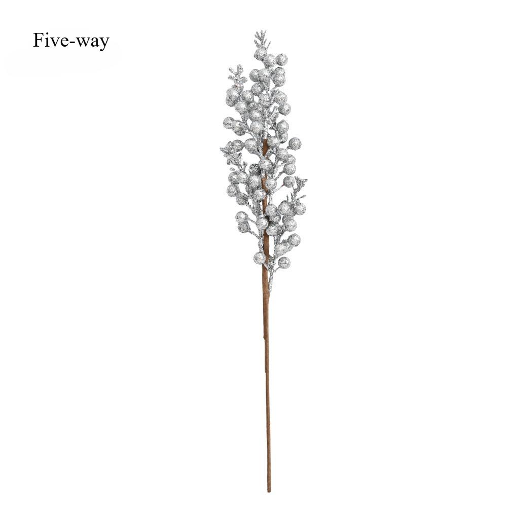 Hot-selling 3 forks 5 forks gold powder berry simulation Christmas tree decoration accessories Christmas decoration scene arrangement