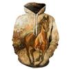 Autumn 3D Horse Pattern Printed Hoodies Fashionable Casual Sports Long Sleeved Men's Hooded Sweatshirts