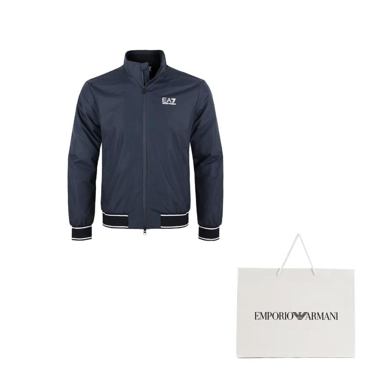 Emporio Armani Коллекция FW23 EA7, Куртка с принтом из букв, воротником-стойкой, на молнии, с подкладкой из флиса, Мужская 6RPB07-PN27Z-1716