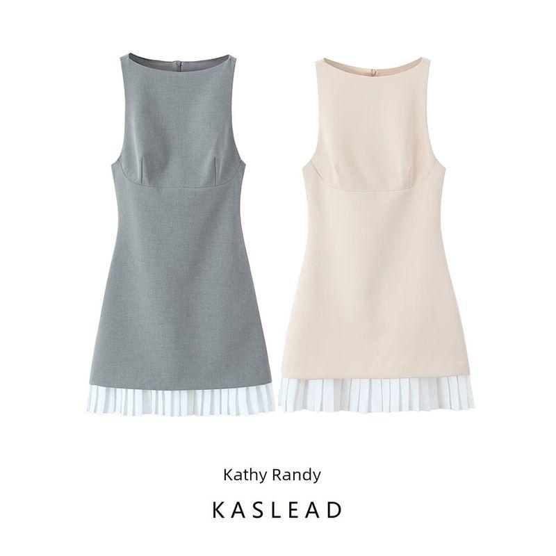 Kaslead New Arrival Women's Clothing Fashion Style Silm Poplin Patchwork Short Dress 2305554