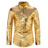 Metallic Sequins Glitter Shirts Men Disco Party Halloween Costume Chemise Homme Stage Performance Shirt Male