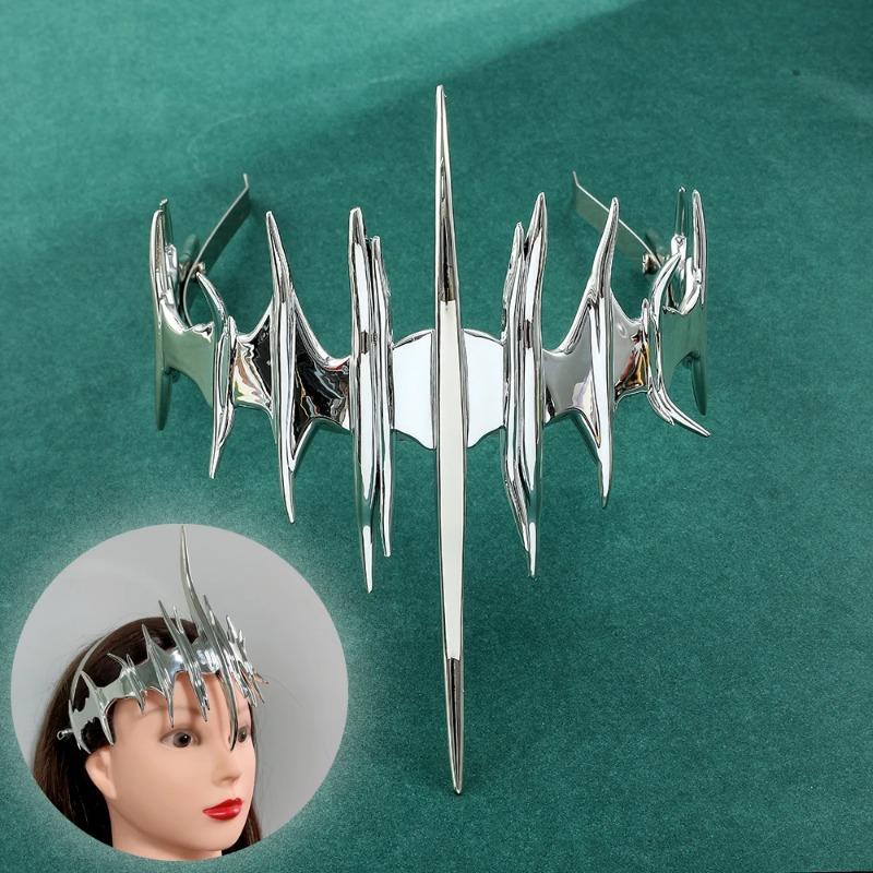 Роскошная нерегулярная маска в стиле киберпанк, преувеличенного серебристого цвета, очарование, панк-рок, аксессуары для головы для женщин и мужчин, подарок для вечеринки