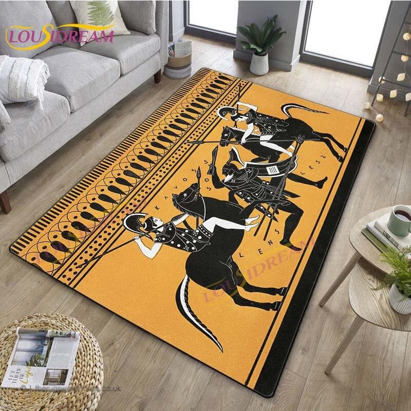 3D Египетский ковер «Древний всадник», греческий ковер, ковер Древнего Египта для гостиной, спальни, кухни, греческий домашний декор, нескользящий напольный коврик