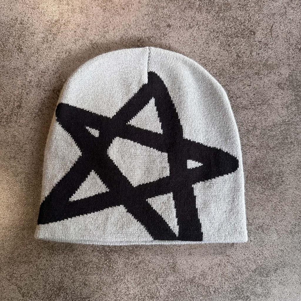 Autumn Winter Acrylic Knit Hat With High Top Design And Star Pattern For Men Women