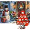 Пазл MISITU 1008 элементов Рождественский пейзаж Картина Снеговик Подарок на день рождения Стильный интерьер Заснеженный вход x 70 (50 см)