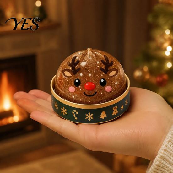 Jelly Texture Glitter Squeeze Toys Christmas Bun Toy with Steamer, Soft Sensory Fidget Toy, Cute Stress Reducing Desk Accessories Slow Rising