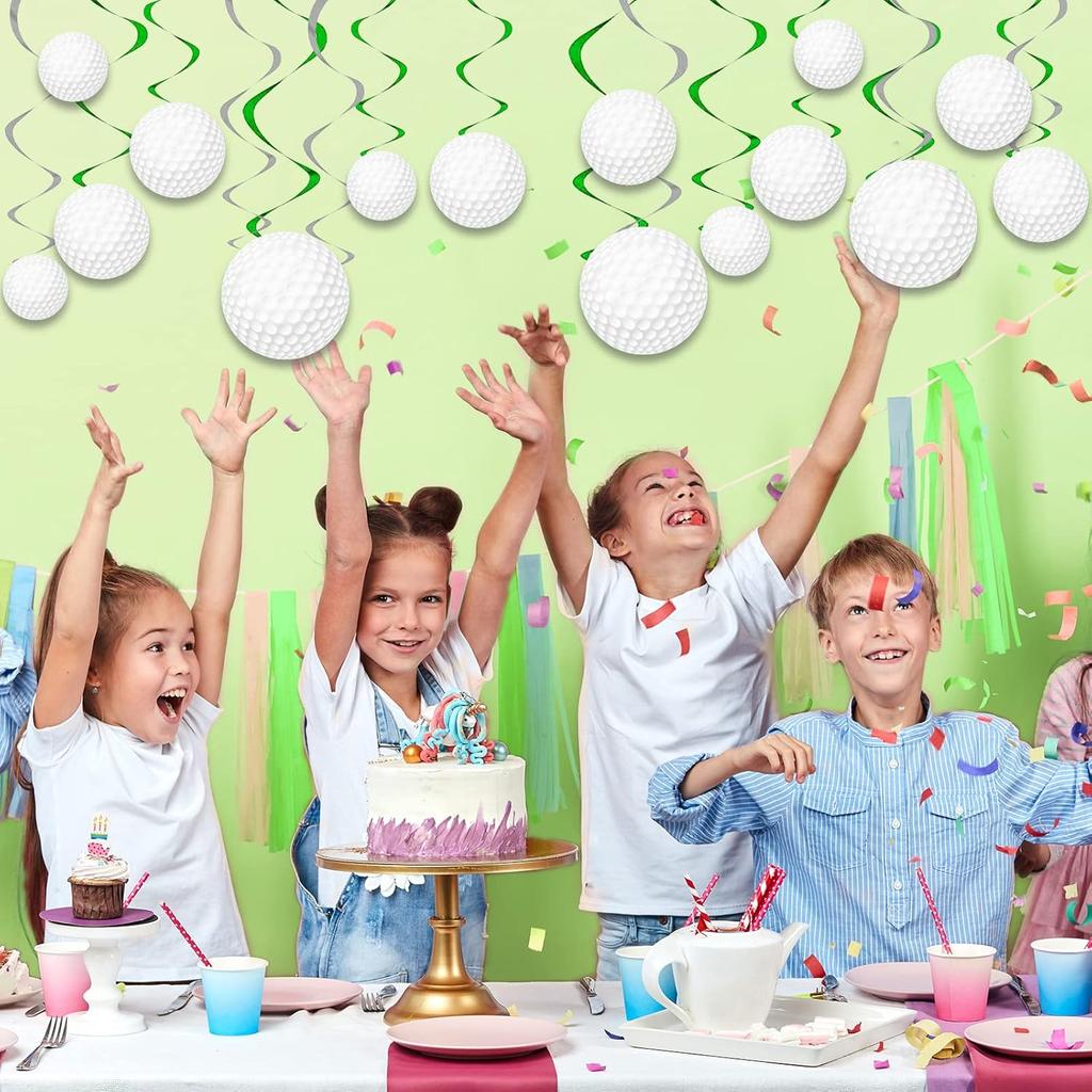 48 шт. Украшения для вечеринки в стиле гольфа, подвесные спирали, принадлежности для вечеринки на тему гольфа, вырезки с изображением гольфа и спорта на день рождения, фольгированные ленты, подвесные спирали на стену и потолок