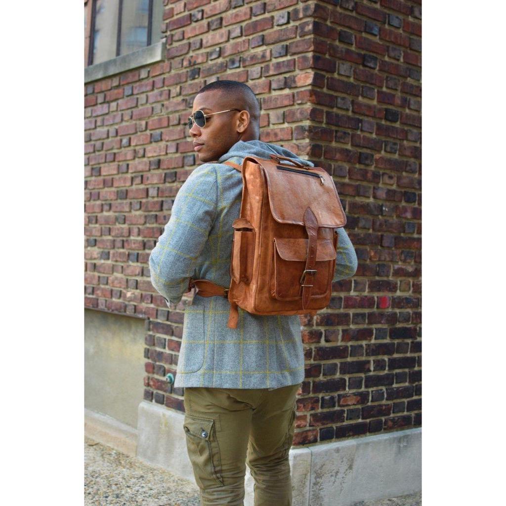 Мужской винтажный рюкзак из натуральной кожи для ноутбука, сумка-мессенджер, новинка