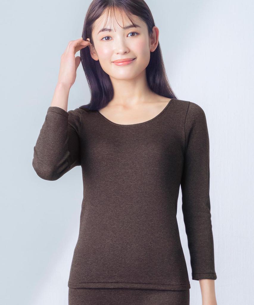 Warm Cotton Fleece Stretchy Comfortable Long BR Wing/Wacoal Women's Innerwear, Blend, Lining, Material, Thermo, 3/4 Sleeve, Sleeve, Autumn/Winter,