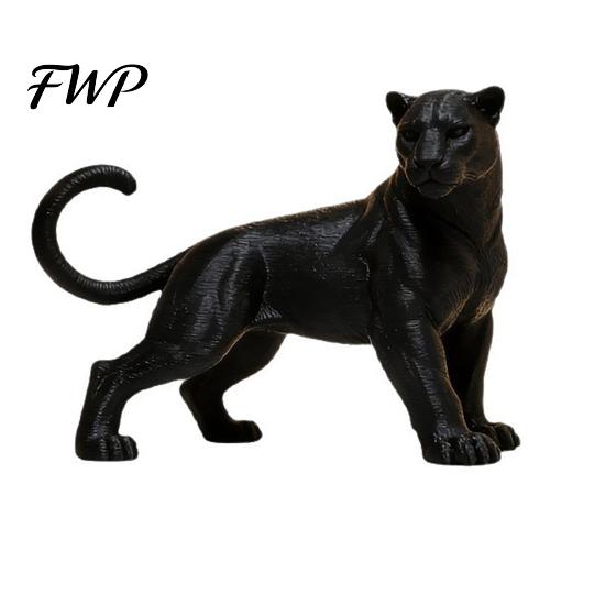 Маленькая скульптура пантеры, 3D-печать, Черное украшение, Мини-украшение для рабочего стола, Аксессуар для стола из джунглей, Фигурка животного для детей, Подарок-игрушка для мальчиков и девочек