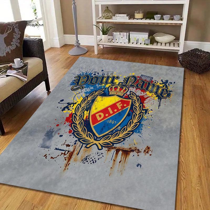 Custom Name DIF Flannel Pattern Square Carpet,Area Rug,Carpet Rug for Living Room Bedroom Sofa Playroom Decor,Non-slip Floor Mat