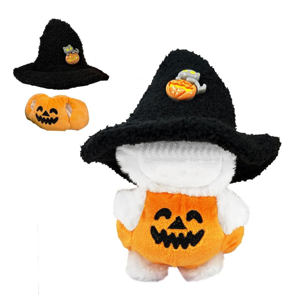 Cute Halloween Outfit Set For 15-17cm Dolls Black Witch Hat Pumpkin Top Wizard Hat And Pumpkin Top Perfect for Collector