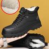 Genuine Leather Winter Men's High-top Ankle Boots Outdoor Breathable Thick-soled Work Boots Plush Warm Non-slip Casual Shoes