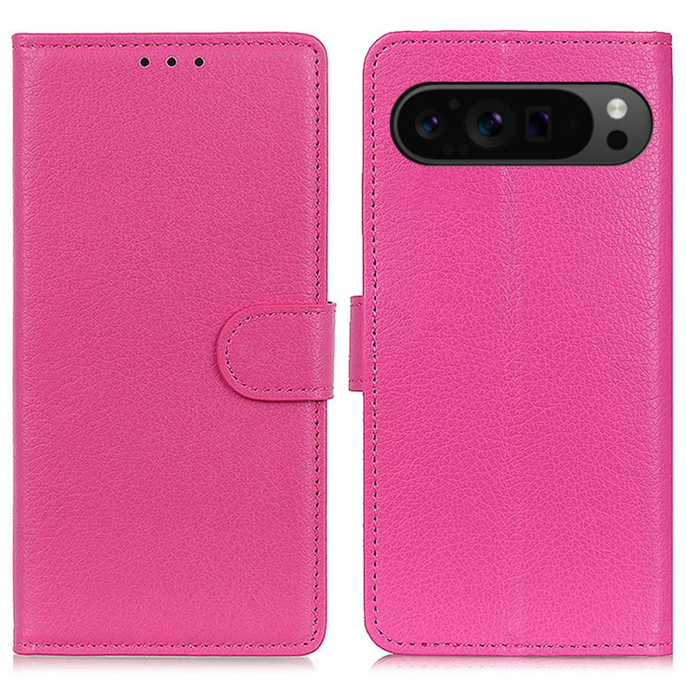 Чехол-книжка из ПУ-кожи с текстурой личи для Google Pixel 10 Pro XL/9 Pro XL