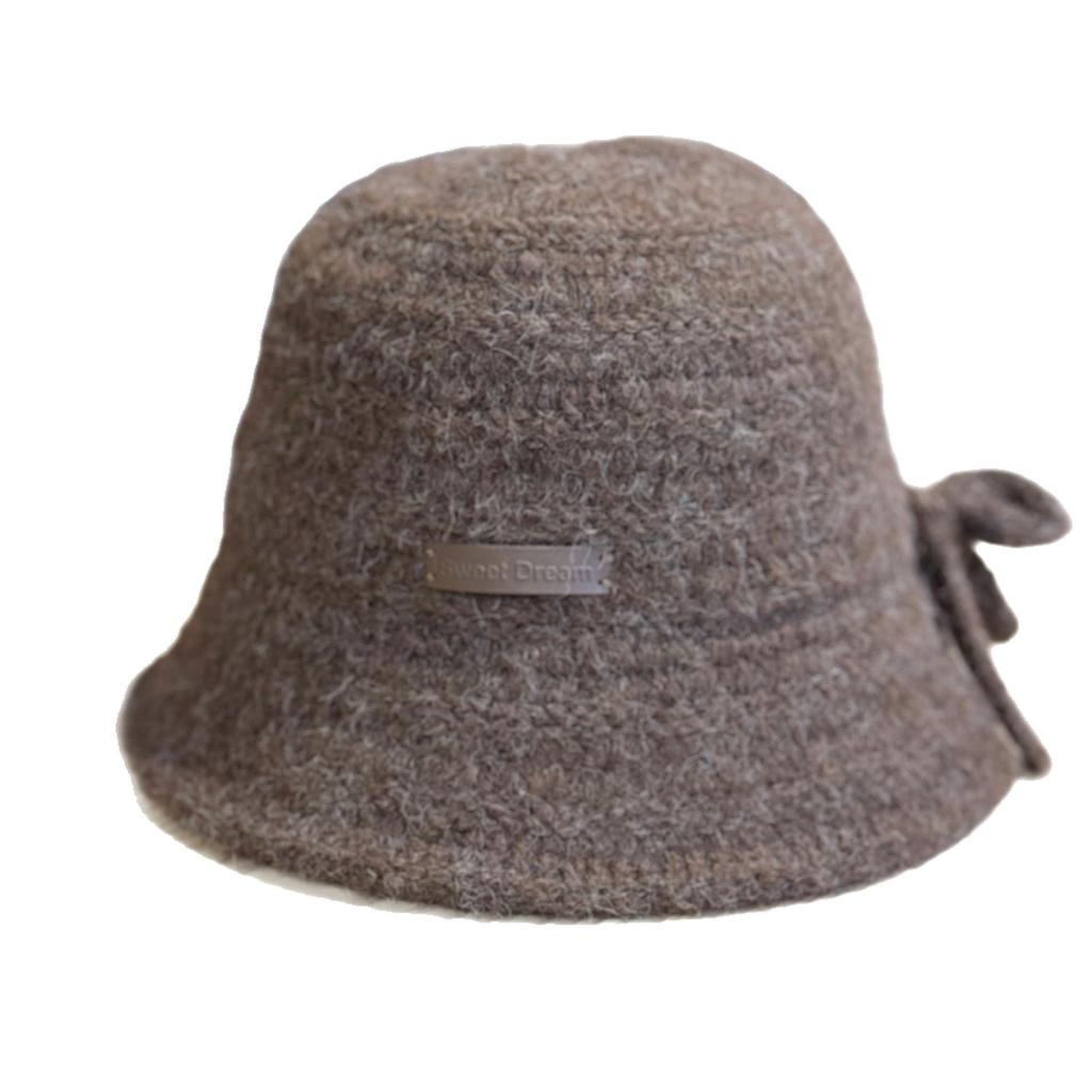 New Autumn and Winter Bow Knitted Fisherman Hat for Women Fashionable and Versatile Face Showing Small Slit Ear Protection Hat Basin Hat Cold Hat