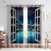 Real Effect 3D Printed Curtains, Curtains with Seaside Scenery, Blue Sky Pattern, Outside the Window Window Decoration