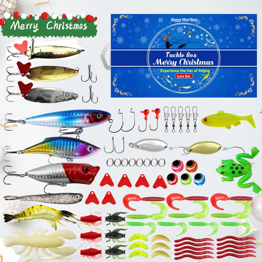 Креативный рождественский набор рыболовных приманок: Приманки для пресноводной форели, окуня и лосося с крючками