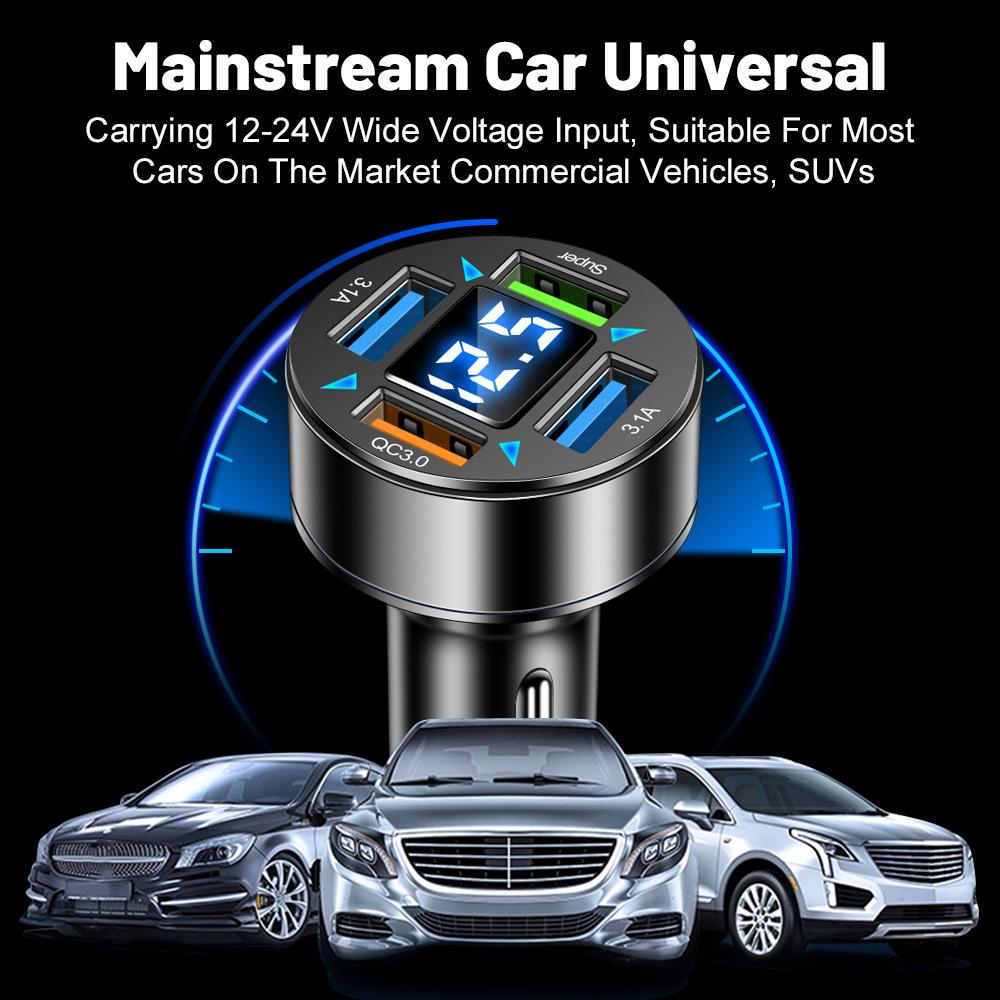 Автомобильное зарядное устройство для быстрой зарядки прикуривателя, адаптер 4 порта USB A USB C, быстрая зарядка телефона, зарядное устройство для iPhone Xiaomi