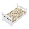 Wooden Doll House Bed 1: 12 Scale Miniature Bedroom Furniture Set with Mattress Pillow