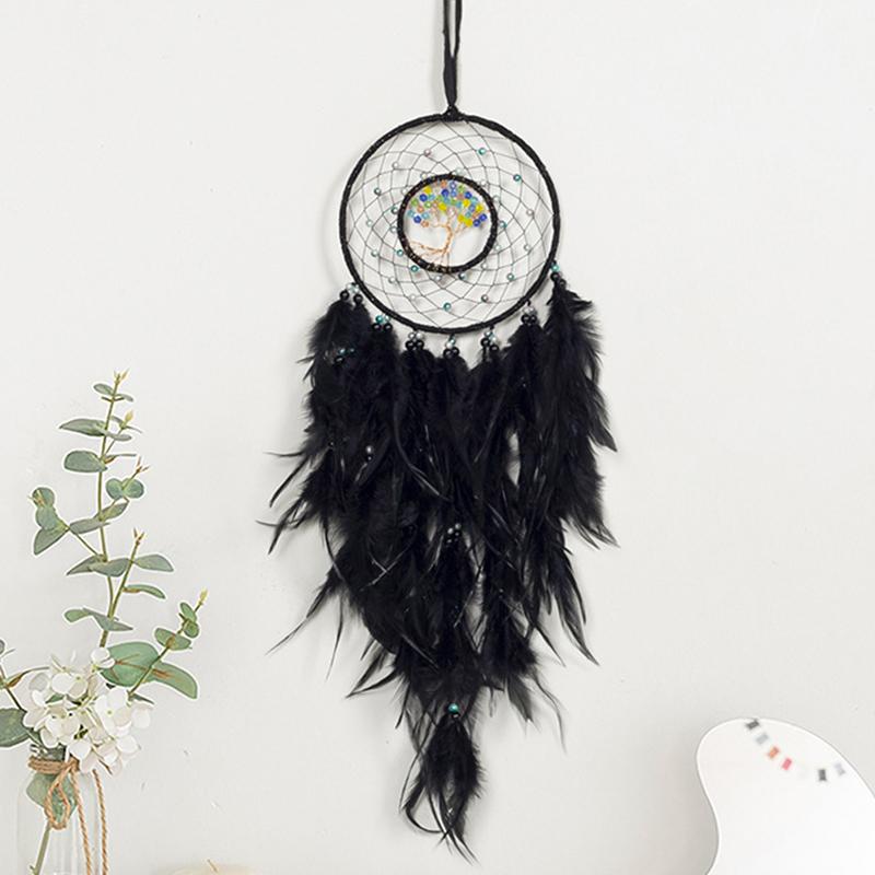 Tree Of Life Dream Catcher Handmade Pink Gravel Wall Hangings Feather Craft Home Decor Wind Chimes Dreamcatchers Room Decorate Quality