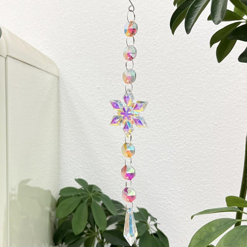 Хрустальная Подвеска-Украшение Акриловая 6 Штук Рождественские Украшения Хрустальное Украшение Зимняя Капля Сосульки Блестящая Радуга Подвески для Автомобиля