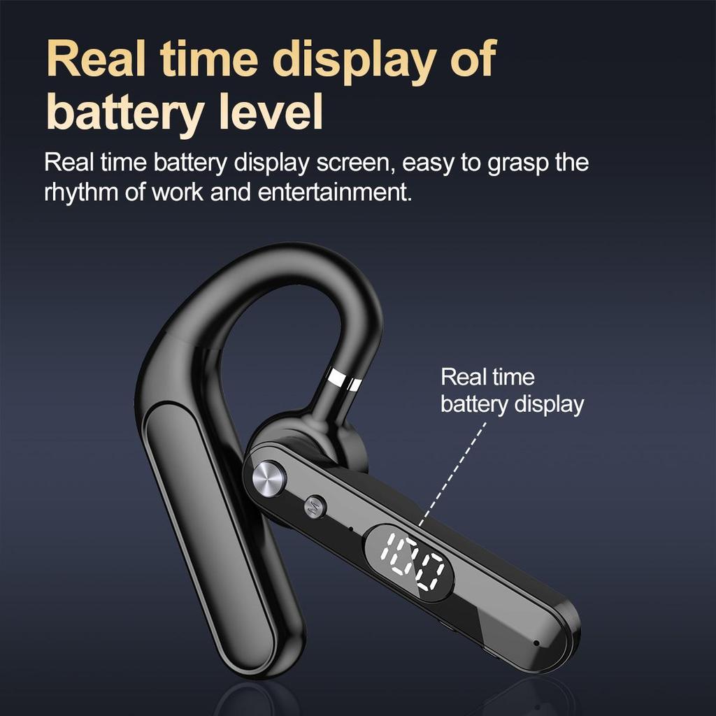 Business Bluetooth Headset ENC Noise Cancel Microphone 16.2MM Speaker Earphones Digital Display 40 Hours Call  Time Low Latency Headphone