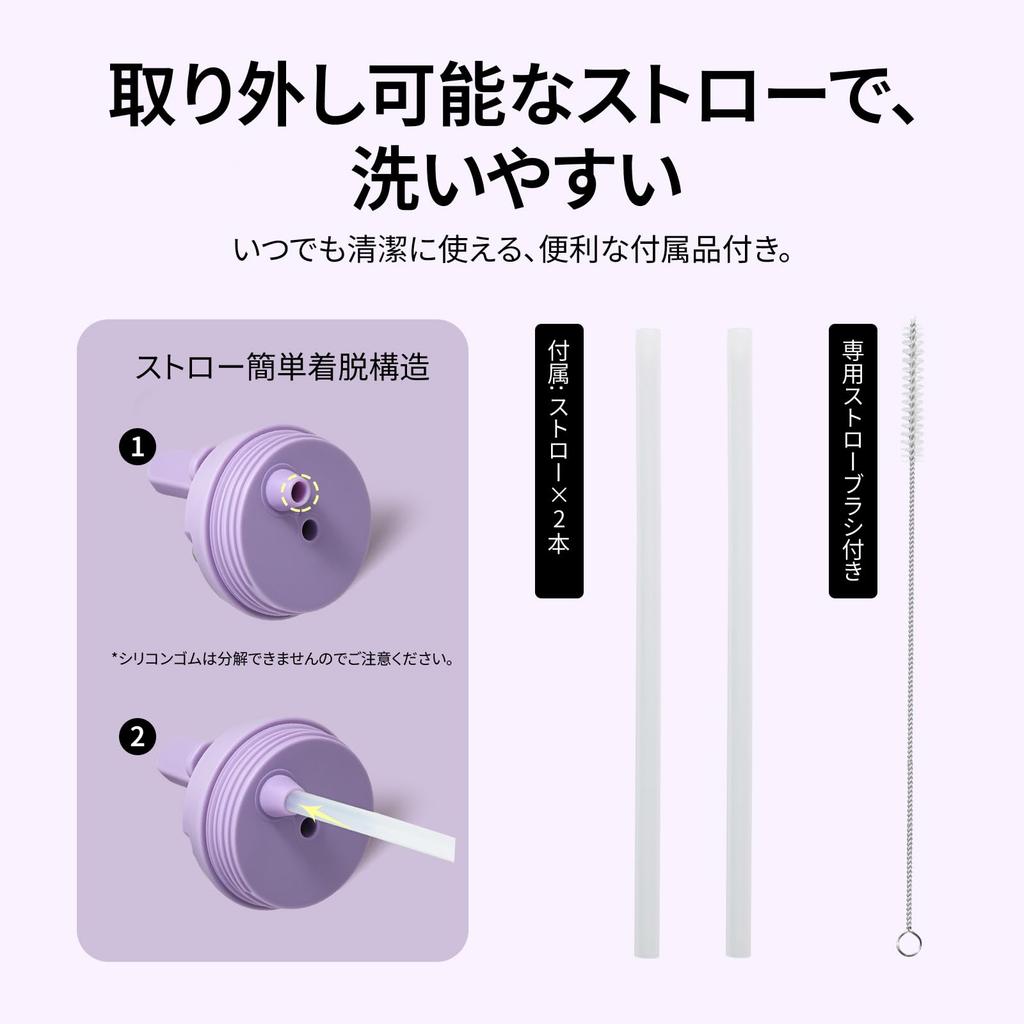 БУТЫЛКА БУТЫЛКА Вода 1 Большая вместимость с прямым вакуумом Нержавеющая сталь Двойная для девочек и бутылка Purple Bloom, литр, (1000ml), Соломинка, Питьевая,