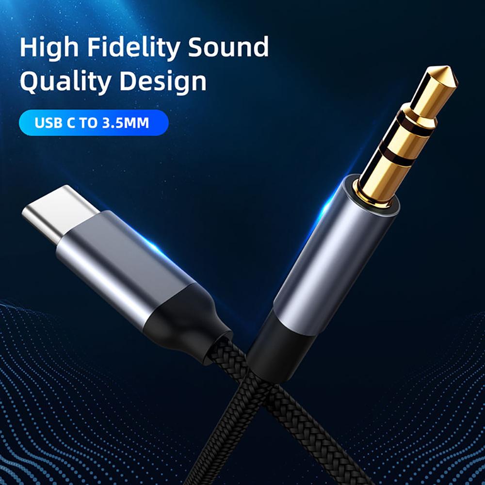 USB C Aux Cable Type C 3.5mm Jack Adapter Headphone Car Stereo Cord for Samsung Galaxy S23 S22 S21 FE A53 IPad Pro Air 5 Mini 6