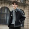 Casual Jacket Men's Pu Leather Splicing New Spring and Autumn Corduroy Locomotive Lapel High-end Jacket Top