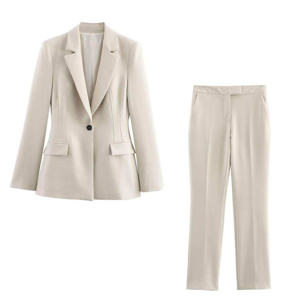 2025 Spring Women's Fashion Slim-Fit Suit & Pants Set with Stylish Shoulder Details
