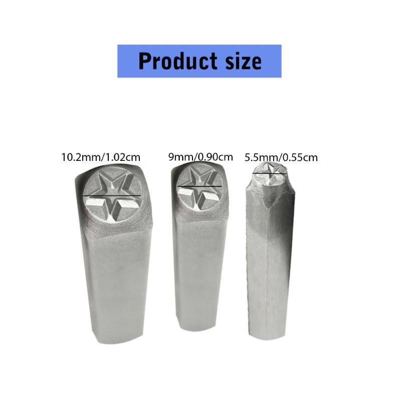6pcs Versatile Star Shaped Metal Stamp Set Carbon Steel Punch Tools for Hobbyists Leather and Wood Embossing Supplies